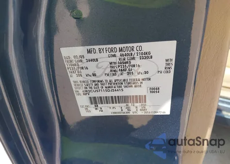 2005 Mercury Mariner Luxury/Premier из США, поврежденный, VIN 4M2CU57115DJ24415